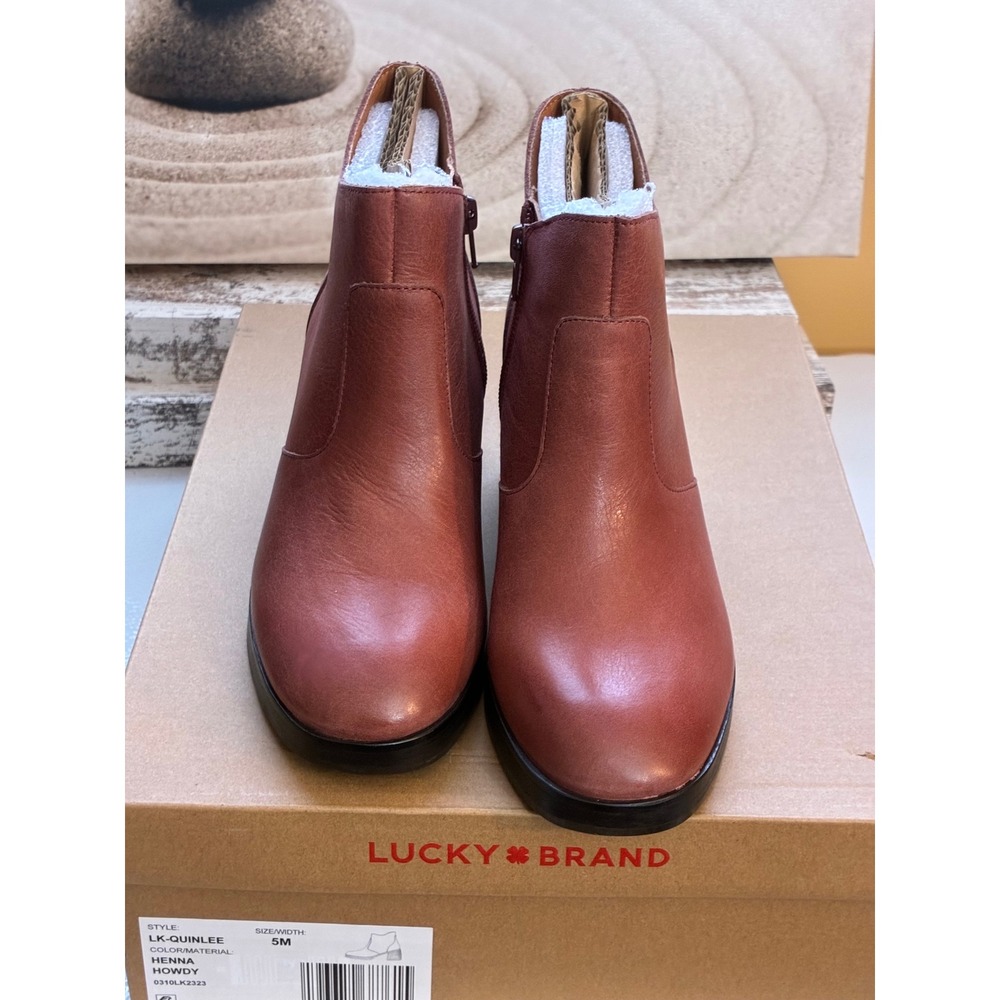 Lucky Brand LK-Quinlee Leather Block‎ Heel Ankle Boots - Women's Size 5M